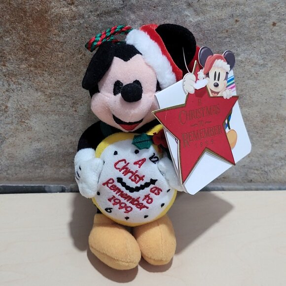 Vintage Disney Store A Christmas To Remember Mickey 1999 Plush Ornament - Picture 1 of 8